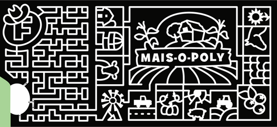 22_QC_Laval farm, game, monopoly, maisopoly, barn windmill, horse, flower, berry, tractor, truck, silo