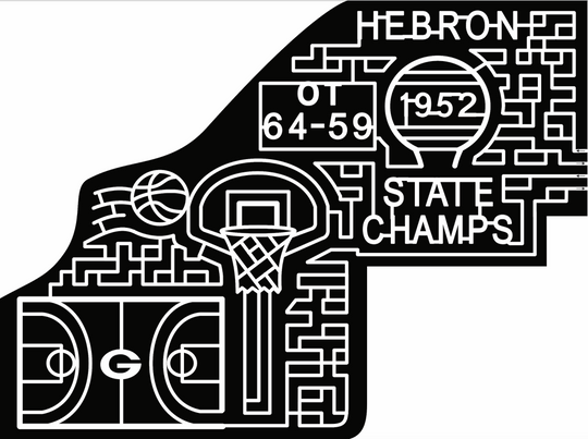 22_IL_Hebron 1952 State Champs Basketball Hoop Court Green Giants