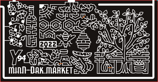 22_ND_West_Fargo Wine Grapes Sun Cloud Honeycomb Bee Beehive Watermelon Corn Milk Carrot Pepper Lettuce Tomato Apple Y94 Minn-Dak Market Tree Pumpkin Fruit Groceries